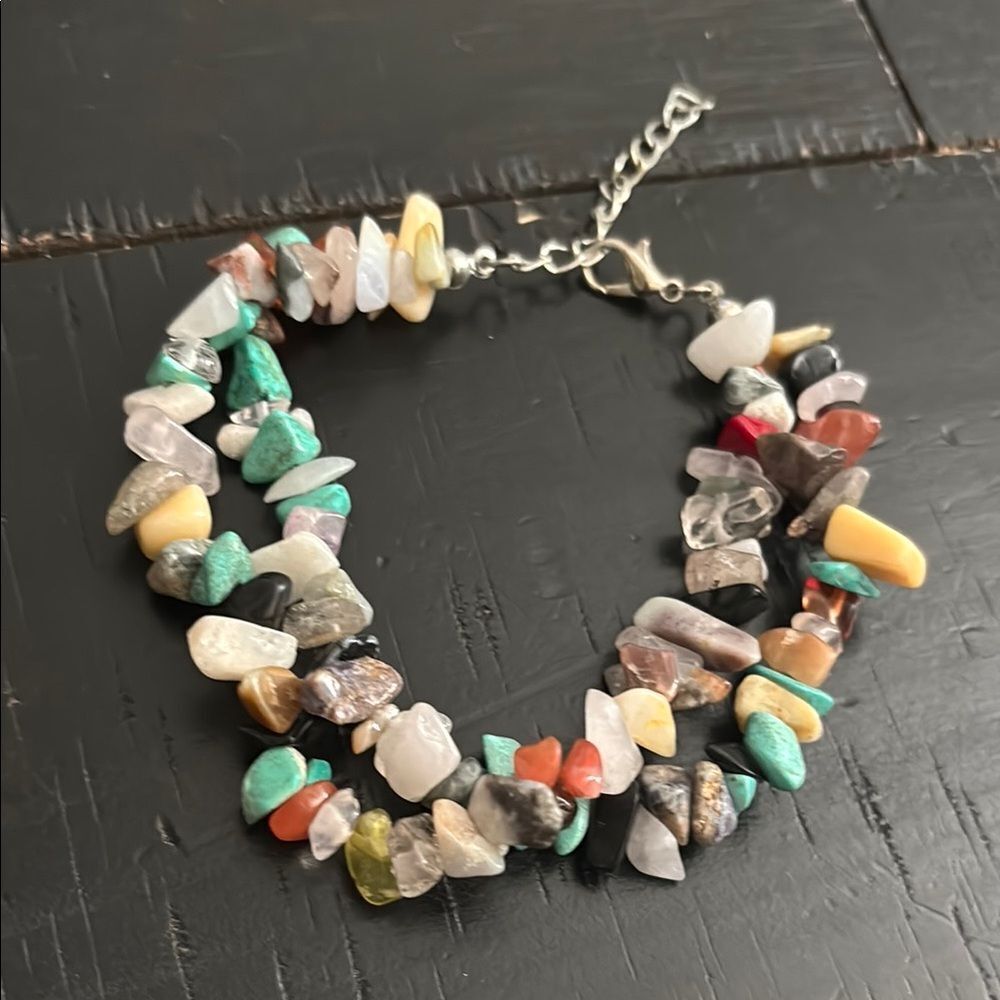 Multicolor Gemstone Chip Beaded Bead Colorful Bracelet​